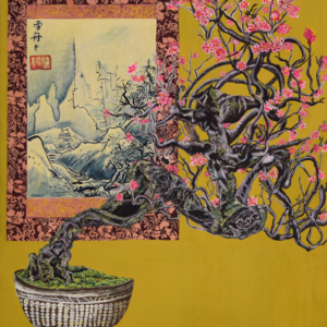 「盆栽と掛軸」73X61